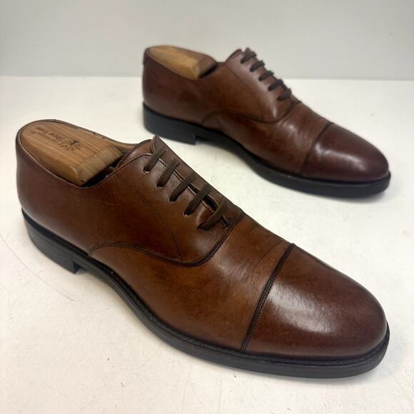 VGUC Ralph Lauren Purple Label Brown Calf Oxford Dainite Bench Made in Italy 9 D main image 12